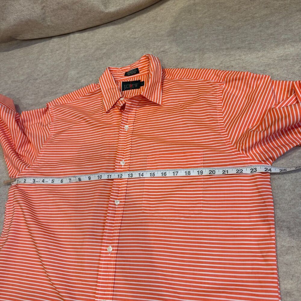 Vtg J.Crew Oarsman Orange White Stripe Button Up Shirt Men’s L Hong Kong Preppy - Picture 6 of 8